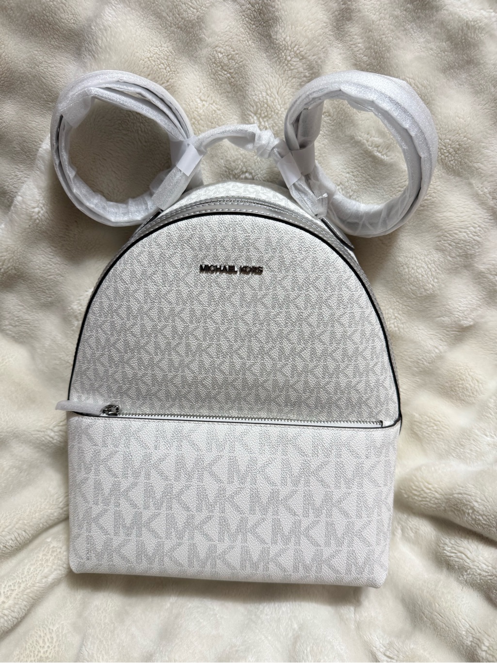 Michael Kors White Mk Logo Mini Backpack